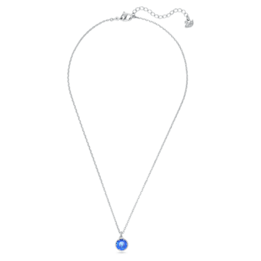 Birthstone pendant, Round cut, September, Blue, Rhodium plated - Swarovski, 5555793