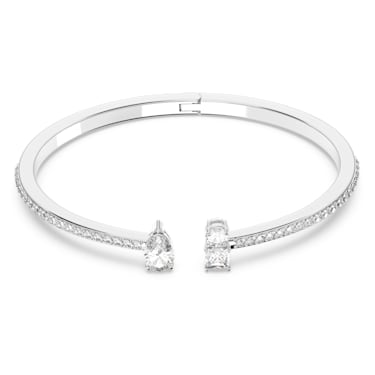 Mesmera Attract cuff, Mixed cuts, White, Rhodium plated - Swarovski, 5556912