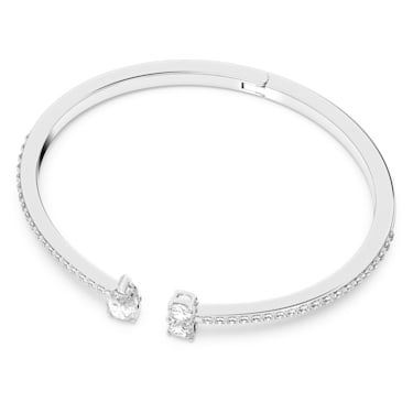 Mesmera Attract cuff, Mixed cuts, White, Rhodium plated - Swarovski, 5556912