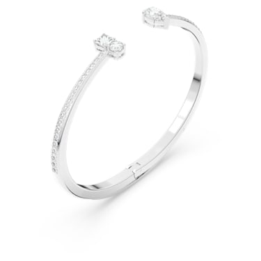 Mesmera Attract cuff, Mixed cuts, White, Rhodium plated - Swarovski, 5556912