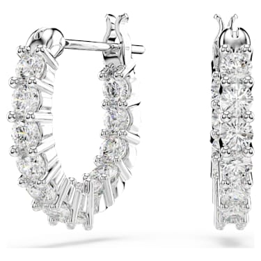 Matrix Vittore Kreolen, Rundschliff, Weiß, Rhodiniert - Swarovski, 5562126