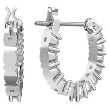 Vittore hoop earrings, Round cut, White, Rhodium plated - Swarovski, 5562126