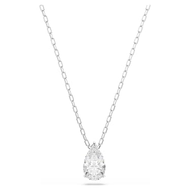 Stilla Attract necklace, White, Rhodium plated - Swarovski, 5563114