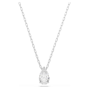 Stilla Attract necklace, White, Rhodium plated - Swarovski, 5563114