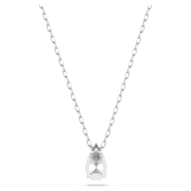 Stilla Attract necklace, White, Rhodium plated - Swarovski, 5563114