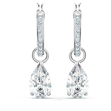 Stilla Attract drop earrings, Pear cut, White, Rhodium plated - Swarovski, 5563119