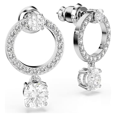 Attract Kreolörhängen, Rundslipad, Vit, Rodiumpläterad - Swarovski, 5563278