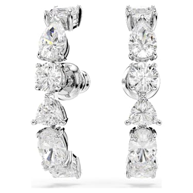 Orecchini ear cuff Mesmera, Taglio misto, Bianchi, Placcato rodio - Swarovski, 5563322