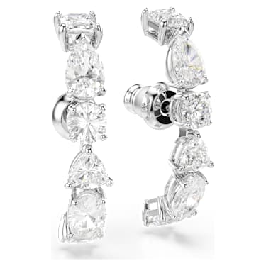 Orecchini ear cuff Mesmera, Taglio misto, Bianchi, Placcato rodio - Swarovski, 5563322