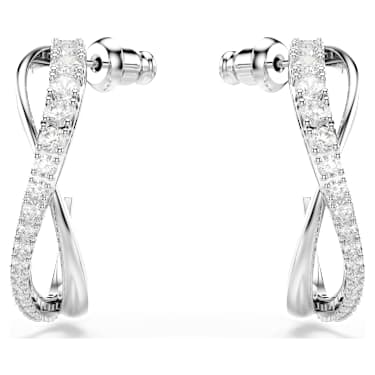 Pendientes de aro Hyperbola, Blancos, Baño de rodio - Swarovski, 5563908