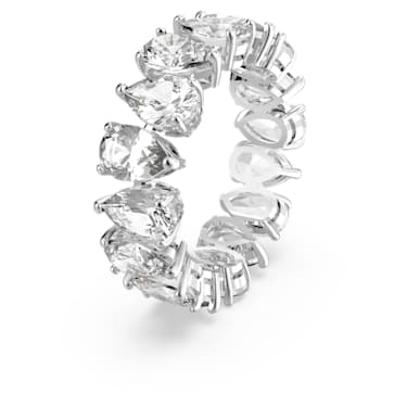 Vittore ring, Drop cut, White, Rhodium plated - Swarovski, 5563966