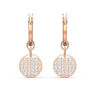 Sublima drop earrings, White, Rose gold-tone plated - Swarovski, 5567528