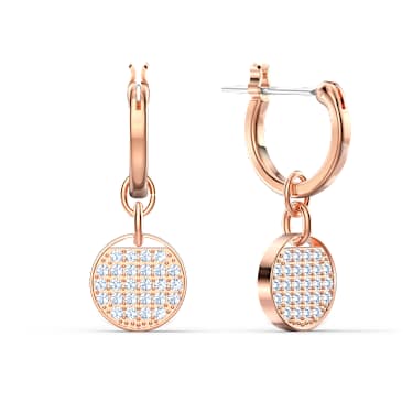 Sublima drop earrings, White, Rose gold-tone plated - Swarovski, 5567528