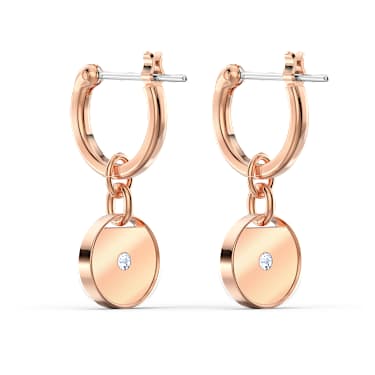 Viseči uhani Sublima, Beli, Prevleka rožnato zlatega odtenka - Swarovski, 5567528