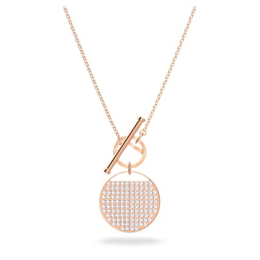 Collana Ginger T Bar, Bianca, Placcato color oro rosa - Swarovski, 5567529