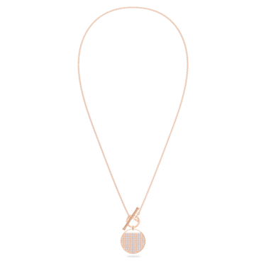 Ginger T Bar necklace, White, Rose gold-tone plated - Swarovski, 5567529