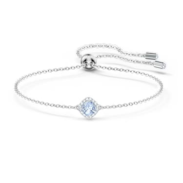 Una Angelic bracelet, Cushion cut, Blue, Rhodium plated - Swarovski, 5567933
