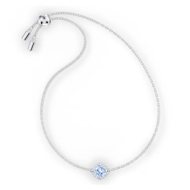 Angelic bracelet, Cushion cut, Blue, Rhodium plated - Swarovski, 5567933
