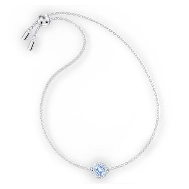 Una Angelic bracelet, Cushion cut, Blue, Rhodium plated - Swarovski, 5567933