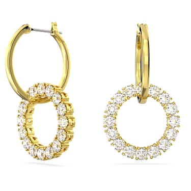 Exalta 穿孔耳環, 白色, 鍍金色色調 - Swarovski, 5568866