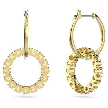 Exalta 穿孔耳環, 白色, 鍍金色色調 - Swarovski, 5568866