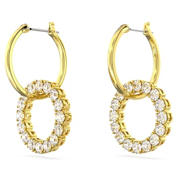 Exalta 穿孔耳環, 白色, 鍍金色色調 - Swarovski, 5568866