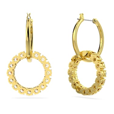 Exalta 穿孔耳環, 白色, 鍍金色色調 - Swarovski, 5568866