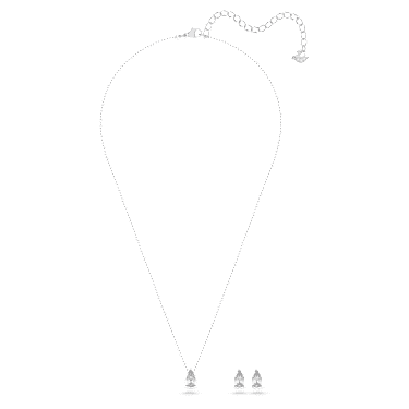 Sada Stilla Attract, Hruškový výbrus, Bílá, Pokoveno rhodiem - Swarovski, 5569174
