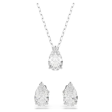 スワロフスキー SWAROVSKI Zestaw Stilla Attract, Szlif gruszkowy, Biały, Powłoka z rodu