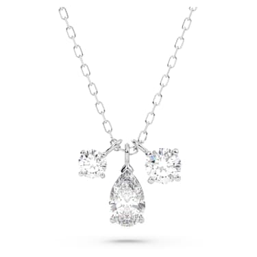 Colgante Attract, Tallas mixtas, Racimo, Blanco, Baño de rodio - Swarovski, 5571077