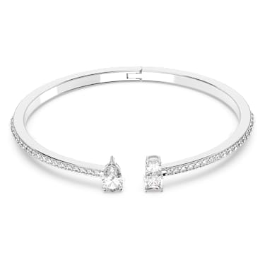Mesmera Attract cuff, Mixed cuts, White, Rhodium plated - Swarovski, 5572664