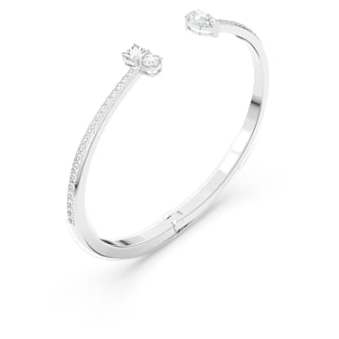 Mesmera Attract cuff, Mixed cuts, White, Rhodium plated - Swarovski, 5572664