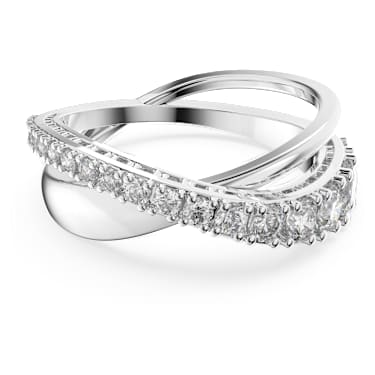 Hyperbola ring, Round cut, White, Rhodium plated - Swarovski, 5572718