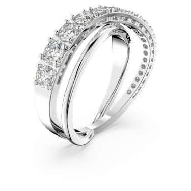 Hyperbola ring, Round cut, White, Rhodium plated - Swarovski, 5572718