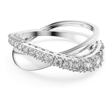 Hyperbola ring, Ronde slijpvorm, Wit, Rodium toplaag - Swarovski, 5572724