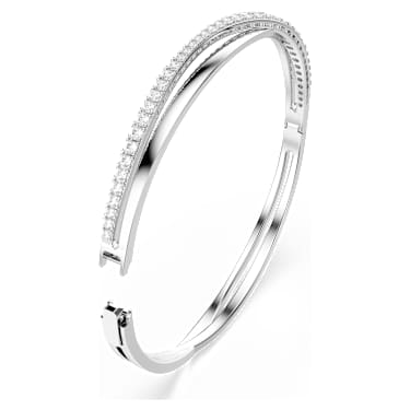 Hyperbola กำไล, เจียระไนทรงกลม, ขาว, เคลือบโรเดียม - Swarovski, 5572725