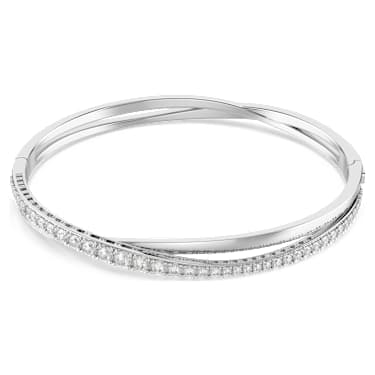 Hyperbola armband, Ronde slijpvorm, Wit, Rodium toplaag - Swarovski, 5572726