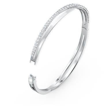 Hyperbola bangle, White, Rhodium plated - Swarovski, 5572726