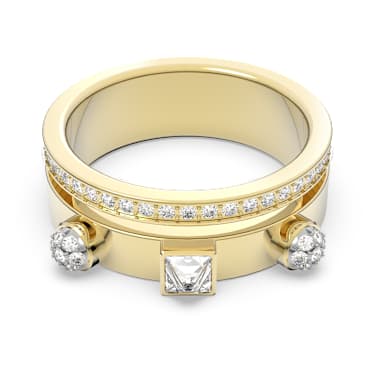 Thrilling ring, Mixed cuts, White, Gold-tone plated | Swarovski
