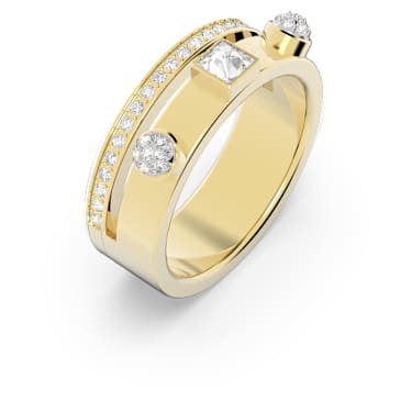 Thrilling ring, Mixed cuts, White, Gold-tone plated