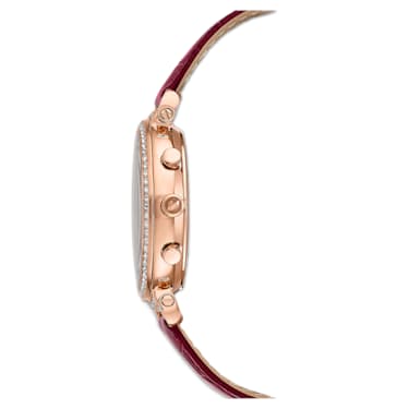 Zegarek Passage Chrono, Swiss Made, Skórzany pasek, Czerwony, Powłoka w odcieniu różowego złota - Swarovski, 5580345
