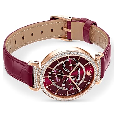 Montre Passage Chrono Fabriqu en Suisse Bracelet en cuir Rouge