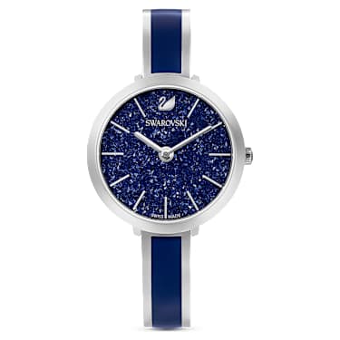 Orologio Crystalline Delight Fabbricato in Svizzera Bracciale di metallo Blu Acciaio inossidabile