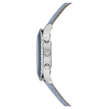 Octea Lux Chrono horloge, Swiss Made, Lederen band, Blauw, Roestvrij staal - Swarovski, 5580600