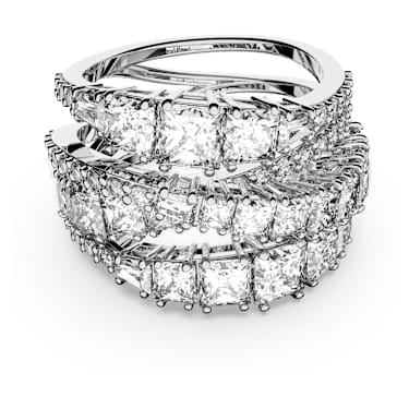 Hyperbola 戒指, 混合式切割, 白色, 鍍白金色 - Swarovski, 5580952