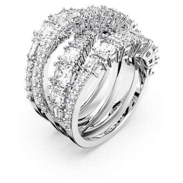 Hyperbola 戒指, 混合式切割, 白色, 鍍白金色 - Swarovski, 5580952
