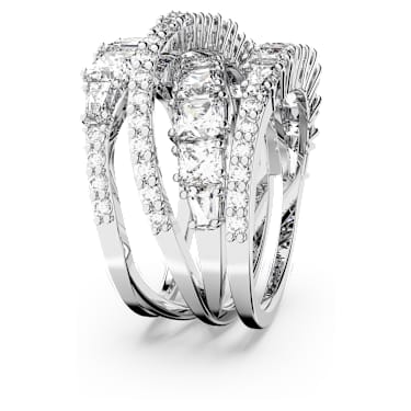 Hyperbola 戒指, 混合式切割, 白色, 鍍白金色 - Swarovski, 5580952