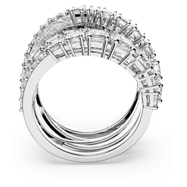 Anillo Hyperbola, Tallas mixtas, Blanco, Baño de rodio - Swarovski, 5580952
