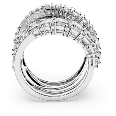 Hyperbola 戒指, 混合式切割, 白色, 鍍白金色 - Swarovski, 5580952