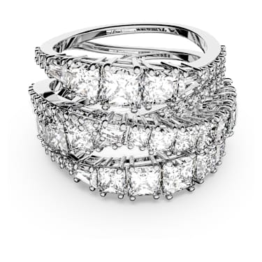 Hyperbola Yüzük, Karışık kesimler, Beyaz, Rodyum kaplama | Swarovski
